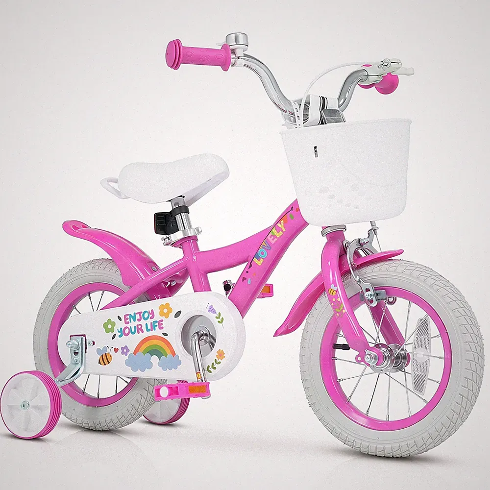 12 Inches Girls Bike for 3-8 Years Old w/Removable Training Wheels, Front Basket