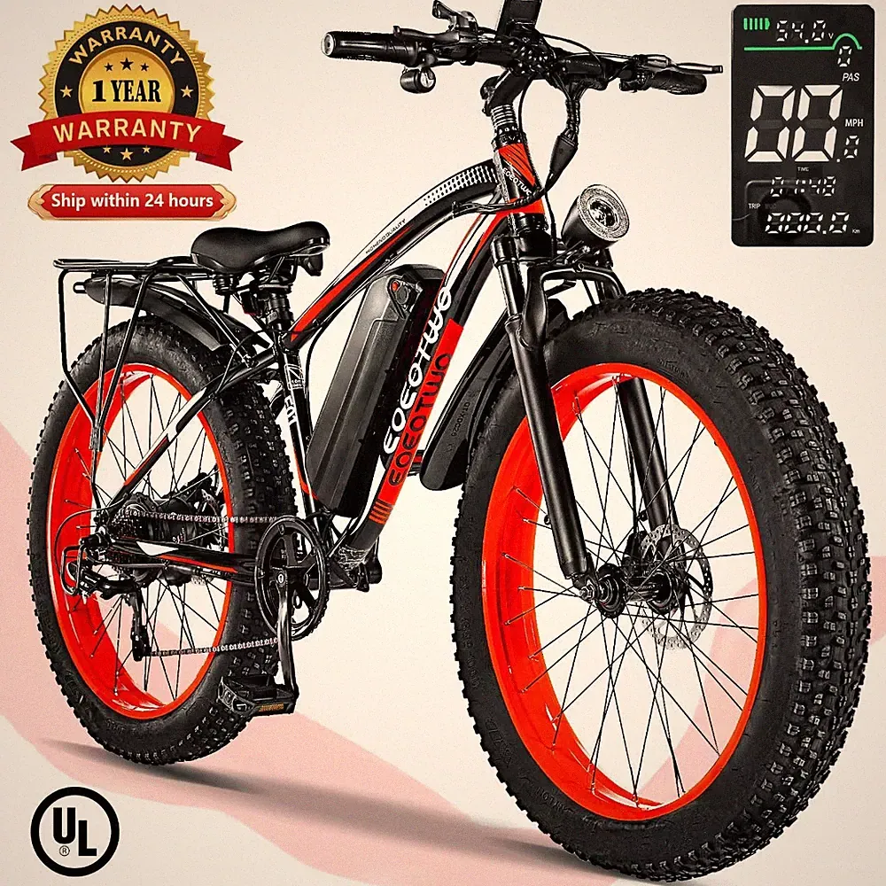1500W 26" All Terrain Fat Tire Fast Electric Mountain Ebike Adults 34MPH 60Mile