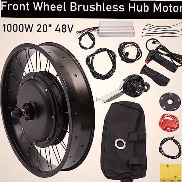 20" 48V 1000 W E-Bike Electric Bicycle Motor Conversion Kit Fat Tire Front Wheel