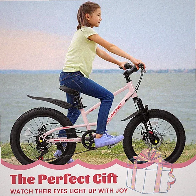 20in Mountain Kids Bike for Ages 6-12 7-Speed Bicycle w/ Front Suspension