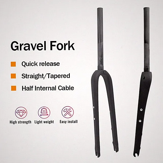 700C Full Carbon Road Bike Front Fork with Disc Brake Straight Tapered Steerer