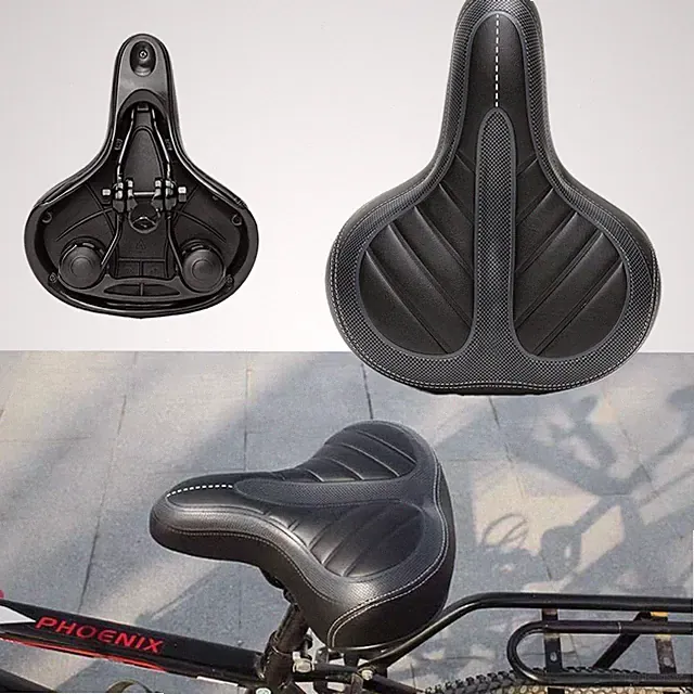 Bicycle Saddle Seat Comfort Wide Bike Seat Cushion Soft Padded Mountain Cruiser
