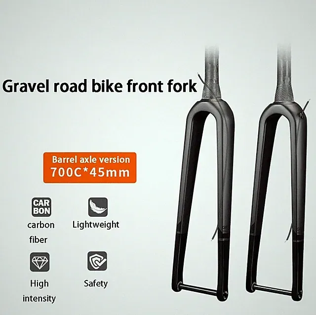 Carbon Fiber Front Fork Gravel Road Bike Hard Fork Lightweight Barrel Axle Fork