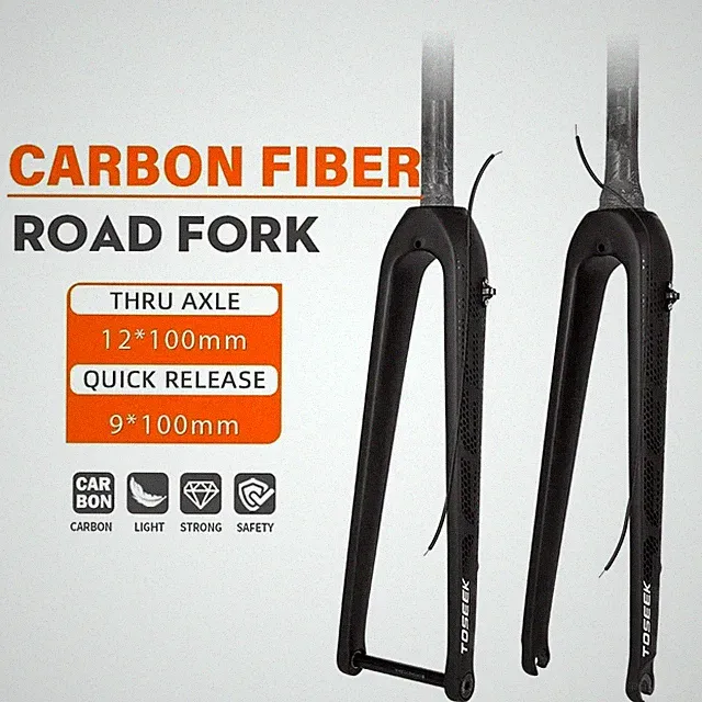 Carbon Fiber Road Bike Rigid Fork Disc Brake Thru Axle Quick Release Hard Fork
