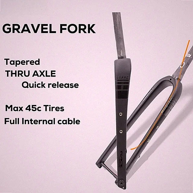 Full Carbon Gravel Bicycle Front Fork Tapered Tube 700x45C QR Thru Axle Fork