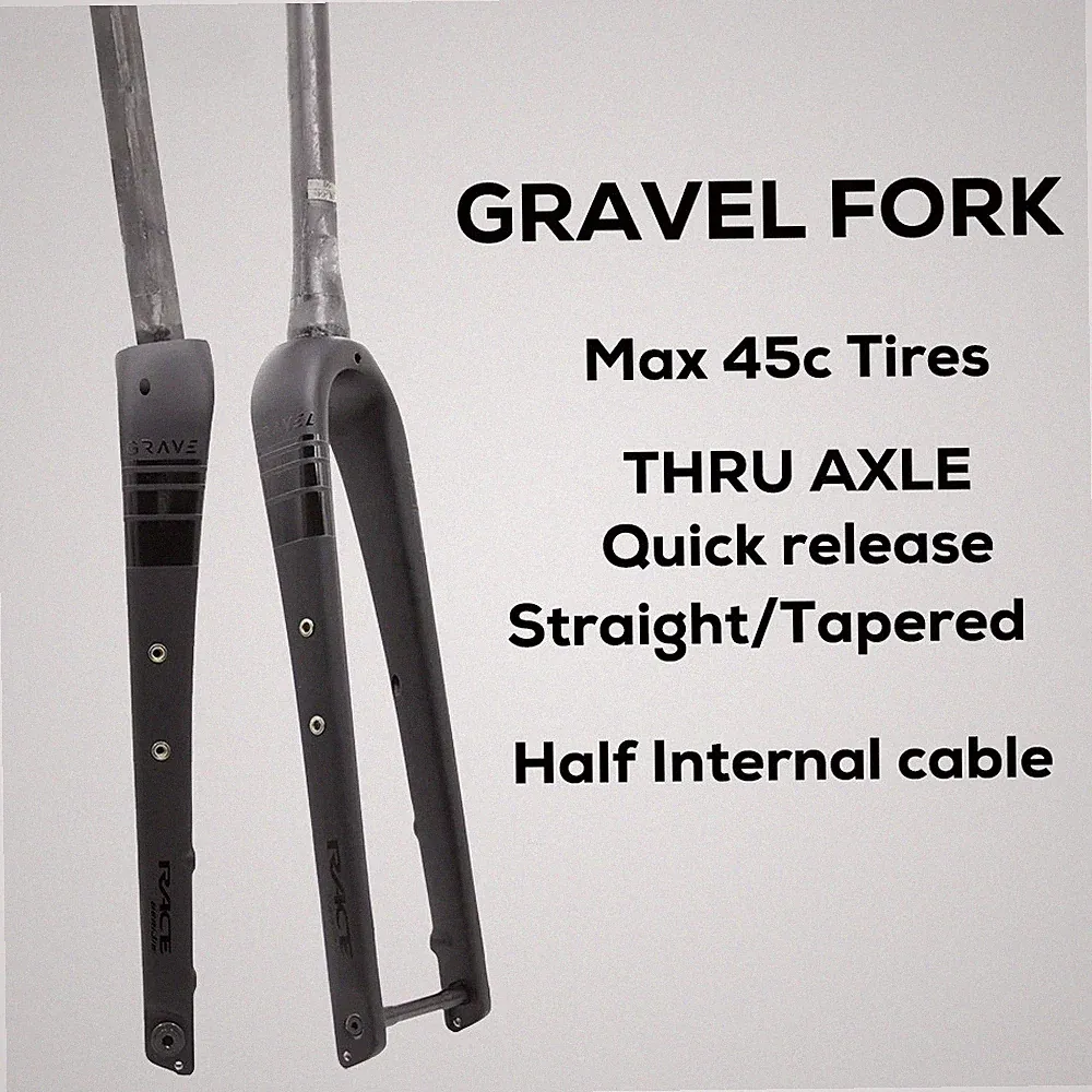 Gravel Bicycle Carbon Fiber Front Fork Straight/Tapered Tube Matte 700C*45C